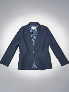 Derek Lam IO Crosby Navy Blue Blazer Jacket Size 10 Gold Buttons Cotton Blend